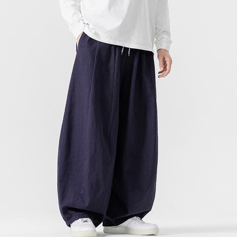 Pantaloni harem da uomo in cotone elasticizzato con tasche, tinta unita, modello Buddha Stones Fall - image 35