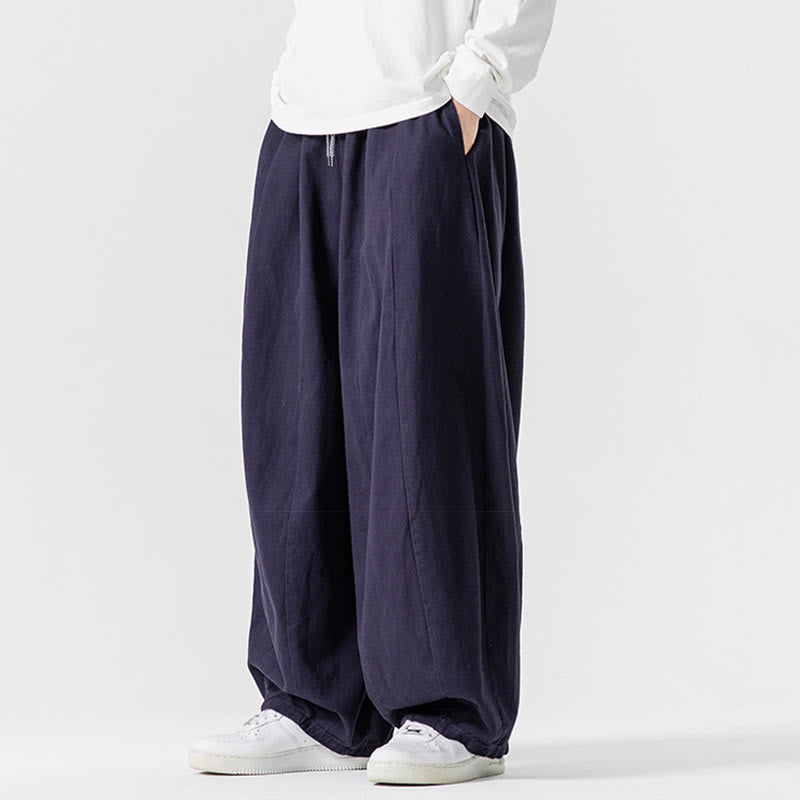 Pantaloni harem da uomo in cotone elasticizzato con tasche, tinta unita, modello Buddha Stones Fall - image 33