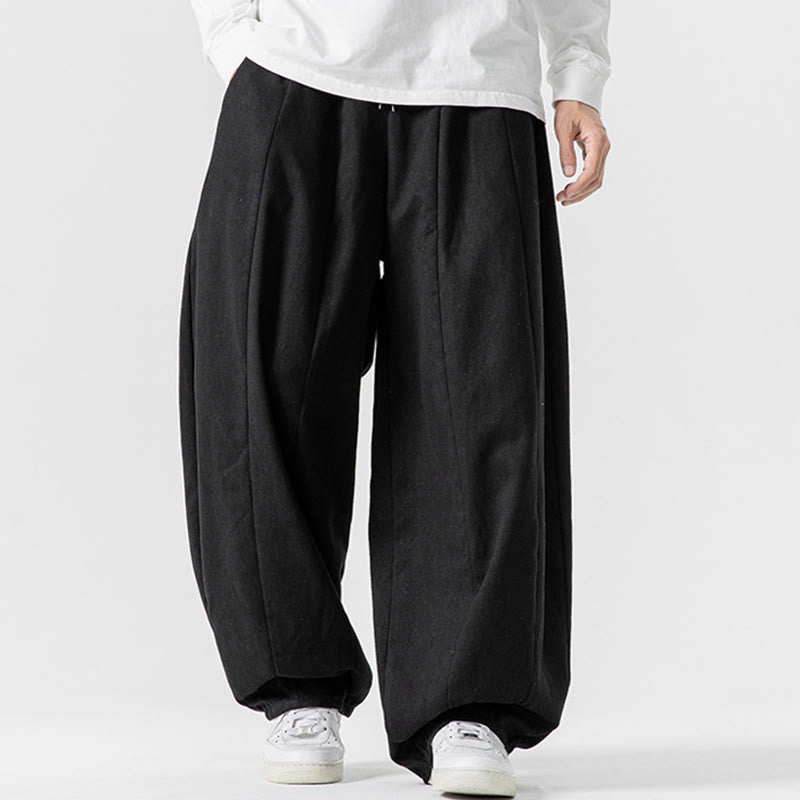 Pantaloni harem da uomo in cotone elasticizzato con tasche, tinta unita, modello Buddha Stones Fall - image 40