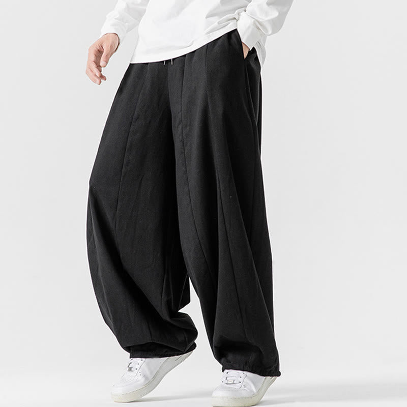 Pantaloni harem da uomo in cotone elasticizzato con tasche, tinta unita, modello Buddha Stones Fall - image 46