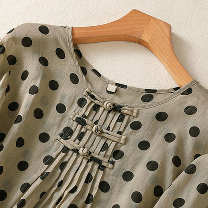 Camicia da donna in poliestere con maniche lunghe e scollo rotondo a pois, motivo Buddha Stones Fall  - image 18