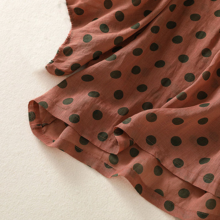 Camicia da donna in poliestere con maniche lunghe e scollo rotondo a pois, motivo Buddha Stones Fall  - image 5
