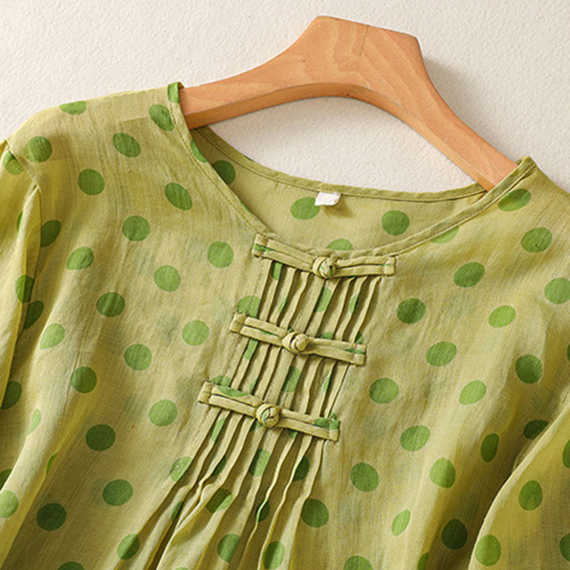 Camicia da donna in poliestere con maniche lunghe e scollo rotondo a pois, motivo Buddha Stones Fall  - image 8