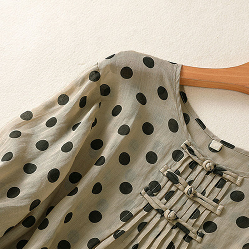 Camicia da donna in poliestere con maniche lunghe e scollo rotondo a pois, motivo Buddha Stones Fall  - image 21