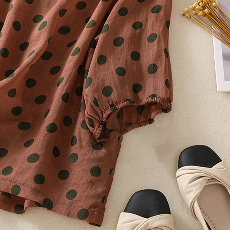 Camicia da donna in poliestere con maniche lunghe e scollo rotondo a pois, motivo Buddha Stones Fall  - image 3