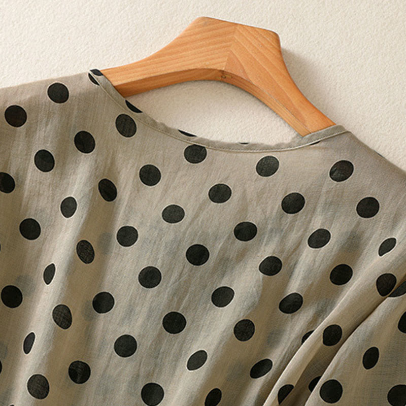 Camicia da donna in poliestere con maniche lunghe e scollo rotondo a pois, motivo Buddha Stones Fall  - image 24
