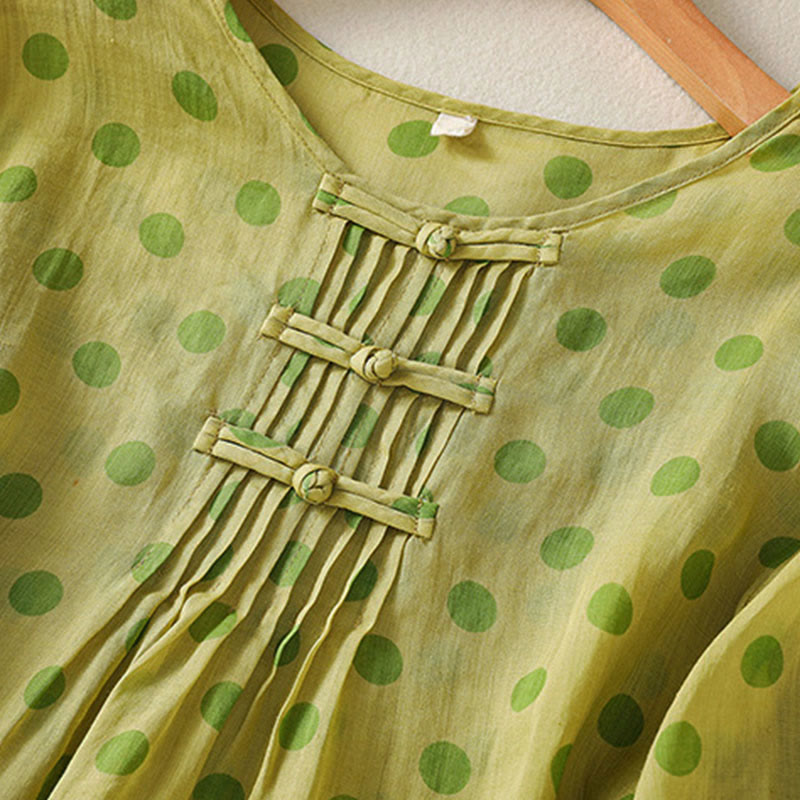 Camicia da donna in poliestere con maniche lunghe e scollo rotondo a pois, motivo Buddha Stones Fall  - image 9