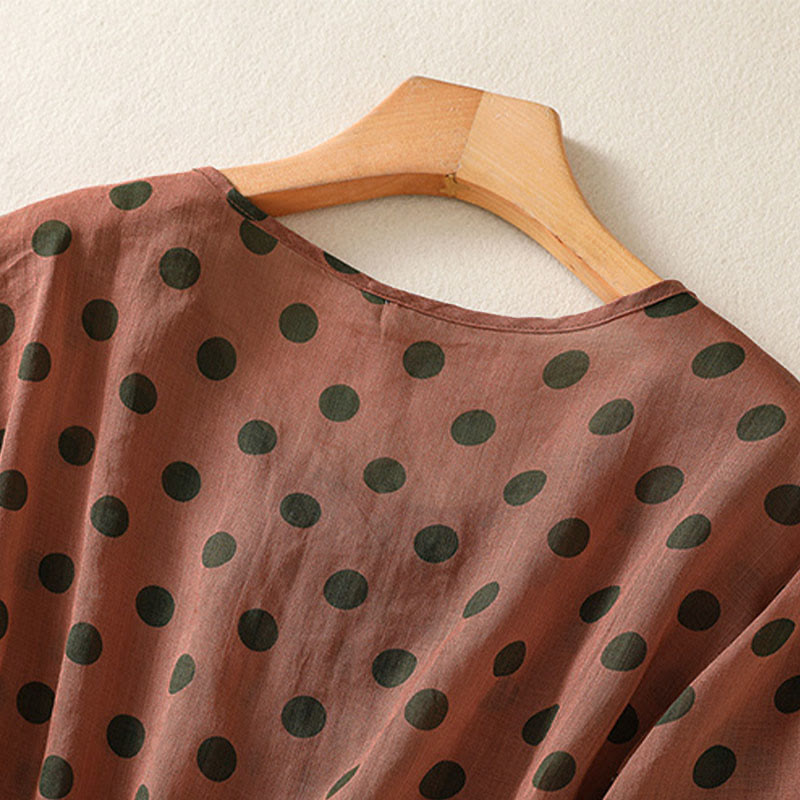 Camicia da donna in poliestere con maniche lunghe e scollo rotondo a pois, motivo Buddha Stones Fall  - image 6