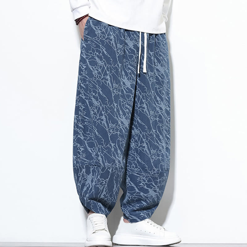 Pantaloni harem da uomo con tasche, lunghezza alla caviglia, in cotone con elastico in vita e stampa a righe testurizzate Buddha Stones - image 2