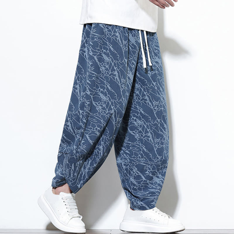 Pantaloni harem da uomo con tasche, lunghezza alla caviglia, in cotone con elastico in vita e stampa a righe testurizzate Buddha Stones - image 6