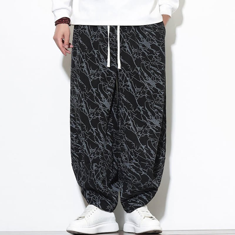 Pantaloni harem da uomo con tasche, lunghezza alla caviglia, in cotone con elastico in vita e stampa a righe testurizzate Buddha Stones - image 13