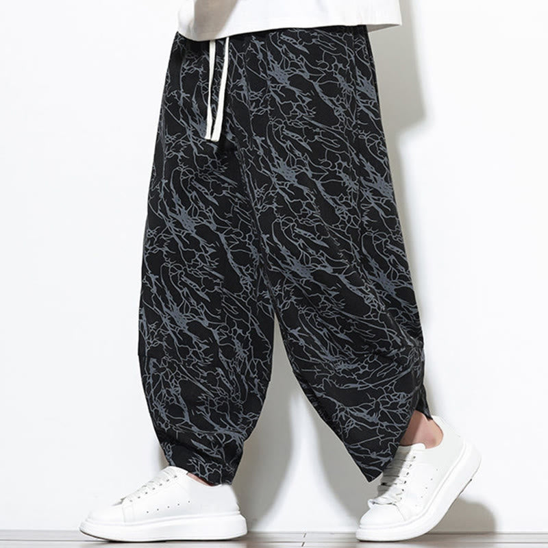 Pantaloni harem da uomo con tasche, lunghezza alla caviglia, in cotone con elastico in vita e stampa a righe testurizzate Buddha Stones - image 9