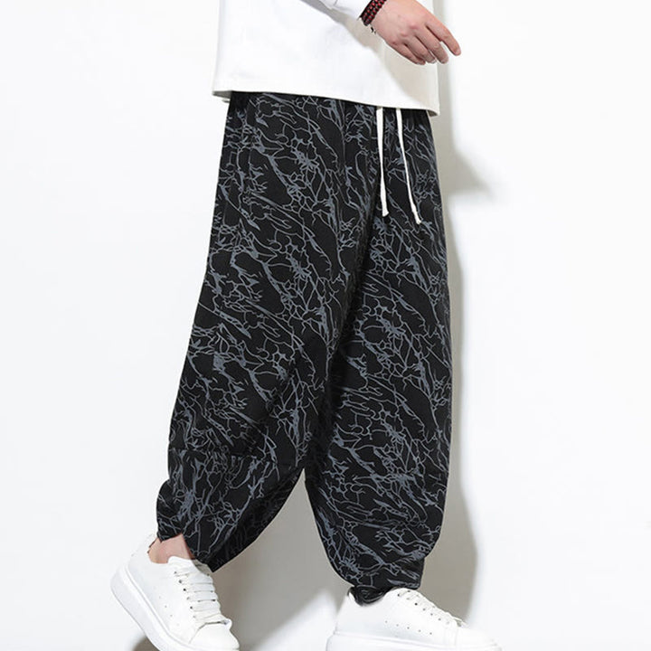 Pantaloni harem da uomo con tasche, lunghezza alla caviglia, in cotone con elastico in vita e stampa a righe testurizzate Buddha Stones - image 10