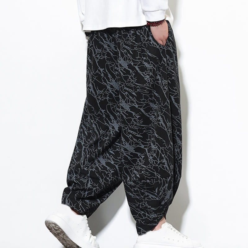 Pantaloni harem da uomo con tasche, lunghezza alla caviglia, in cotone con elastico in vita e stampa a righe testurizzate Buddha Stones - image 11