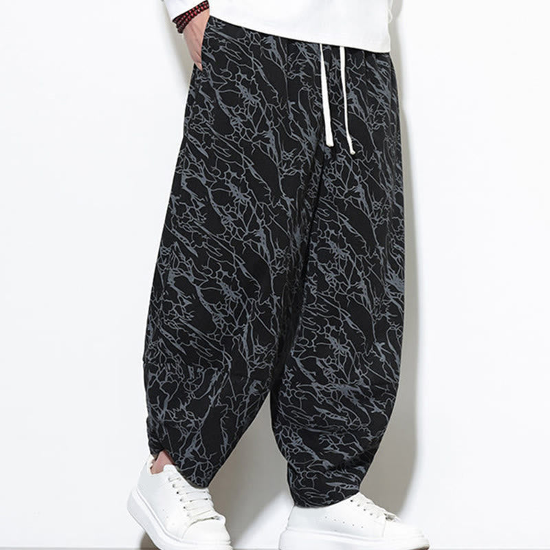 Pantaloni harem da uomo con tasche, lunghezza alla caviglia, in cotone con elastico in vita e stampa a righe testurizzate Buddha Stones - image 14