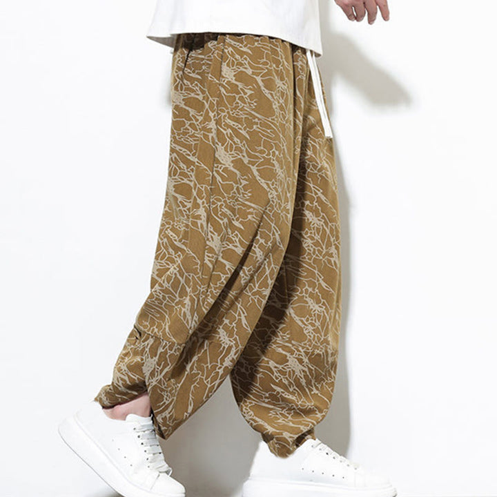 Pantaloni harem da uomo con tasche, lunghezza alla caviglia, in cotone con elastico in vita e stampa a righe testurizzate Buddha Stones - image 18