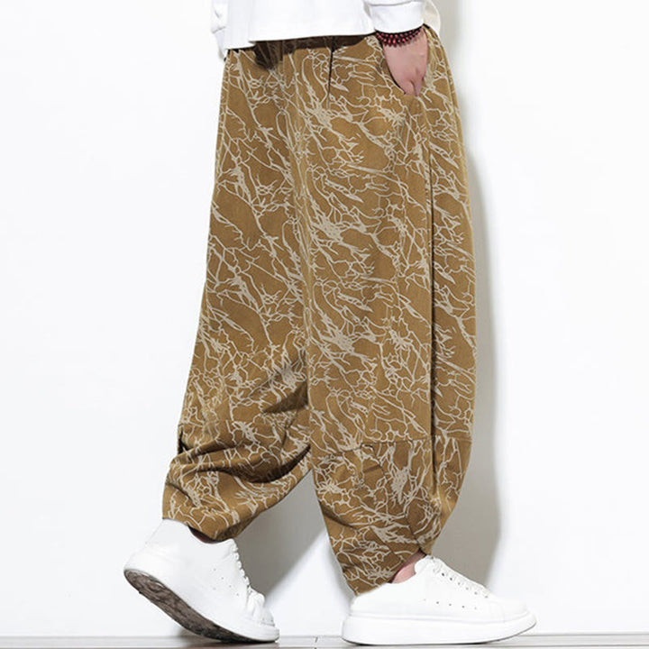 Pantaloni harem da uomo con tasche, lunghezza alla caviglia, in cotone con elastico in vita e stampa a righe testurizzate Buddha Stones - image 19
