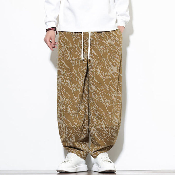 Pantaloni harem da uomo con tasche, lunghezza alla caviglia, in cotone con elastico in vita e stampa a righe testurizzate Buddha Stones - image 22