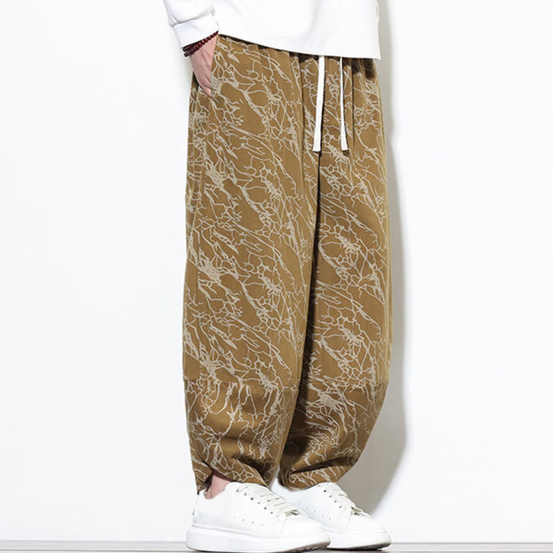 Pantaloni harem da uomo con tasche, lunghezza alla caviglia, in cotone con elastico in vita e stampa a righe testurizzate Buddha Stones - image 20