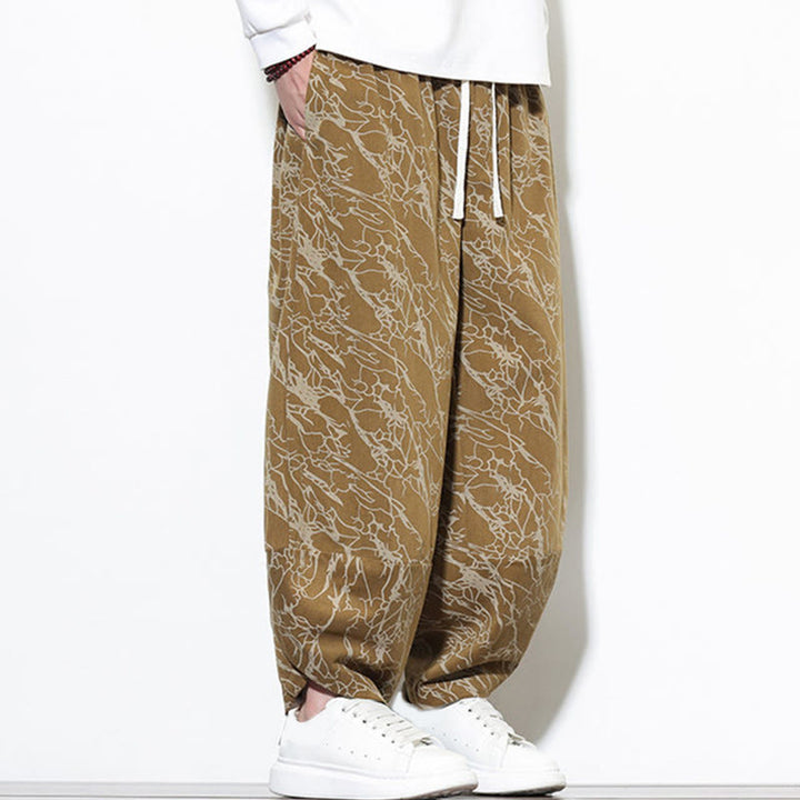 Pantaloni harem da uomo con tasche, lunghezza alla caviglia, in cotone con elastico in vita e stampa a righe testurizzate Buddha Stones - image 20