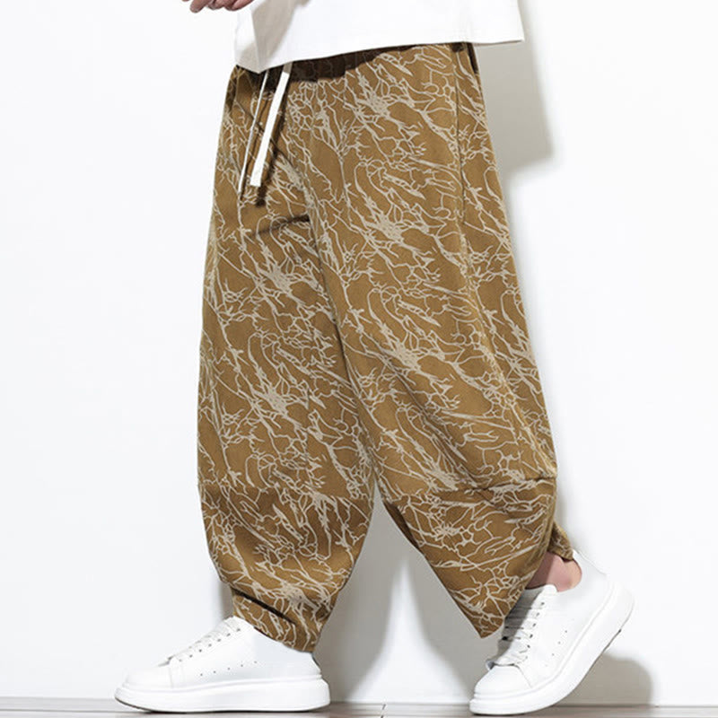 Pantaloni harem da uomo con tasche, lunghezza alla caviglia, in cotone con elastico in vita e stampa a righe testurizzate Buddha Stones - image 23