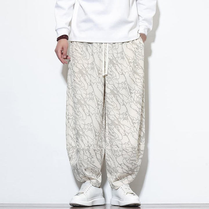 Pantaloni harem da uomo con tasche, lunghezza alla caviglia, in cotone con elastico in vita e stampa a righe testurizzate Buddha Stones - image 25