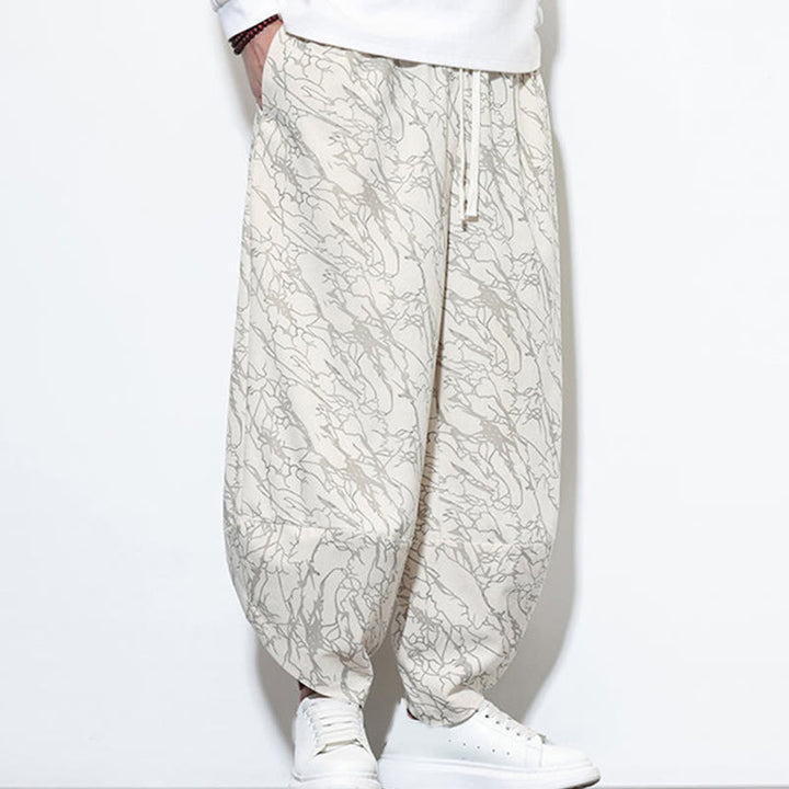 Pantaloni harem da uomo con tasche, lunghezza alla caviglia, in cotone con elastico in vita e stampa a righe testurizzate Buddha Stones - image 26