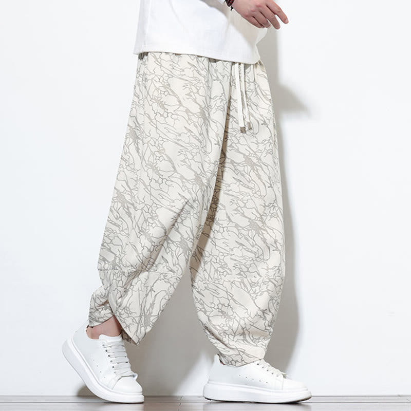 Pantaloni harem da uomo con tasche, lunghezza alla caviglia, in cotone con elastico in vita e stampa a righe testurizzate Buddha Stones - image 31