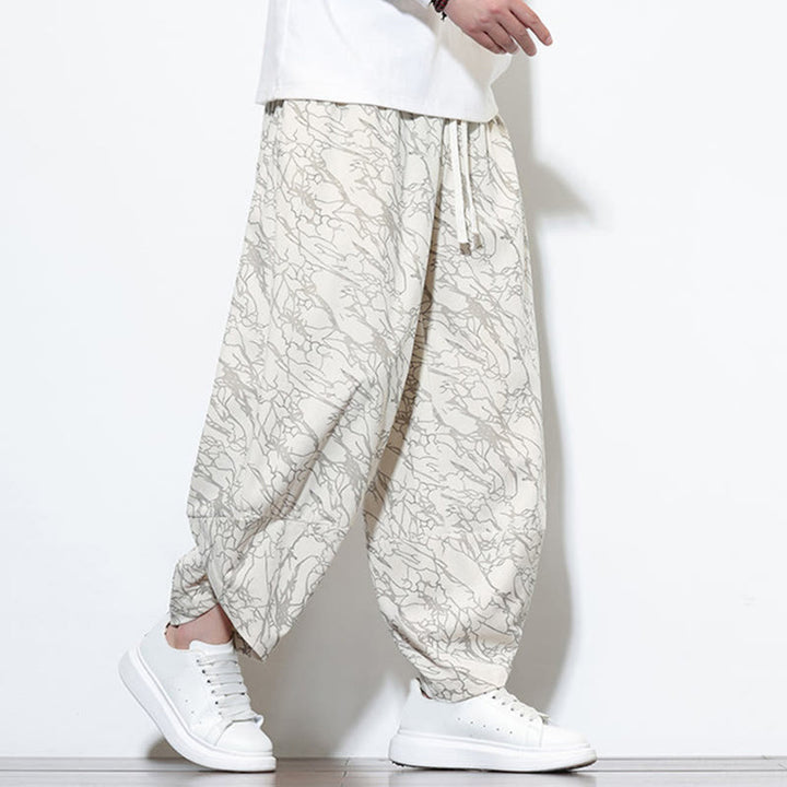 Pantaloni harem da uomo con tasche, lunghezza alla caviglia, in cotone con elastico in vita e stampa a righe testurizzate Buddha Stones - image 31