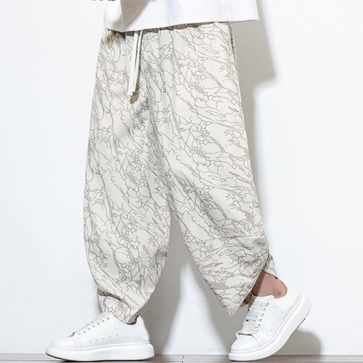 Pantaloni harem da uomo con tasche, lunghezza alla caviglia, in cotone con elastico in vita e stampa a righe testurizzate Buddha Stones - image 32