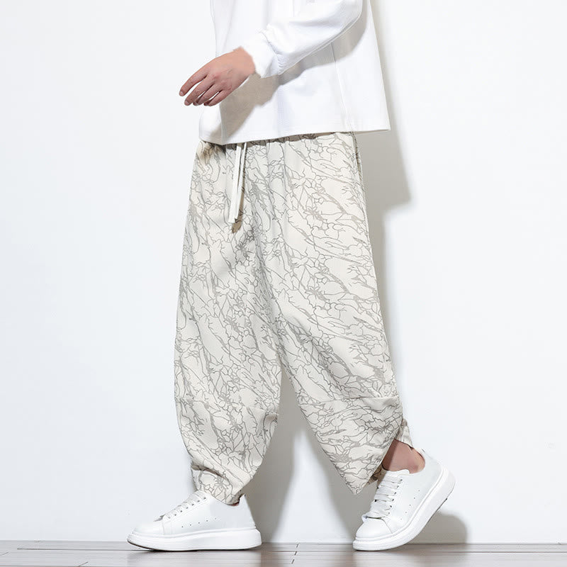 Pantaloni harem da uomo con tasche, lunghezza alla caviglia, in cotone con elastico in vita e stampa a righe testurizzate Buddha Stones - image 29