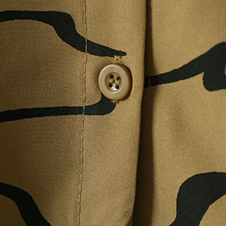 Camicia da donna a maniche lunghe con colletto alto e motivo a righe, ideale per primavera e autunno, Buddha Stones.  - image 14
