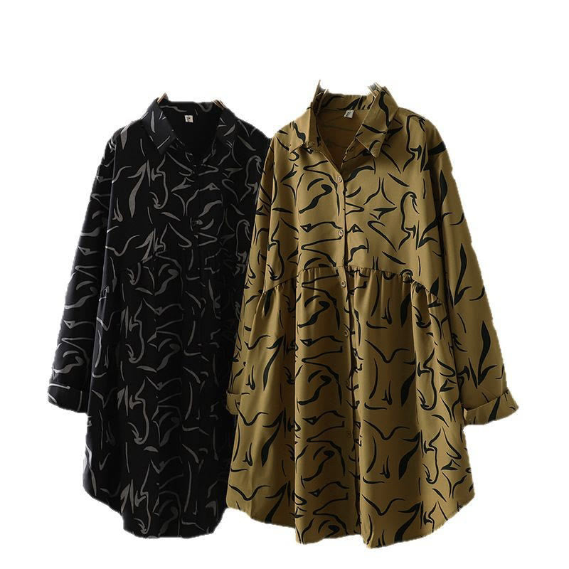 Camicia da donna a maniche lunghe con colletto alto e motivo a righe, ideale per primavera e autunno, Buddha Stones.  - image 23