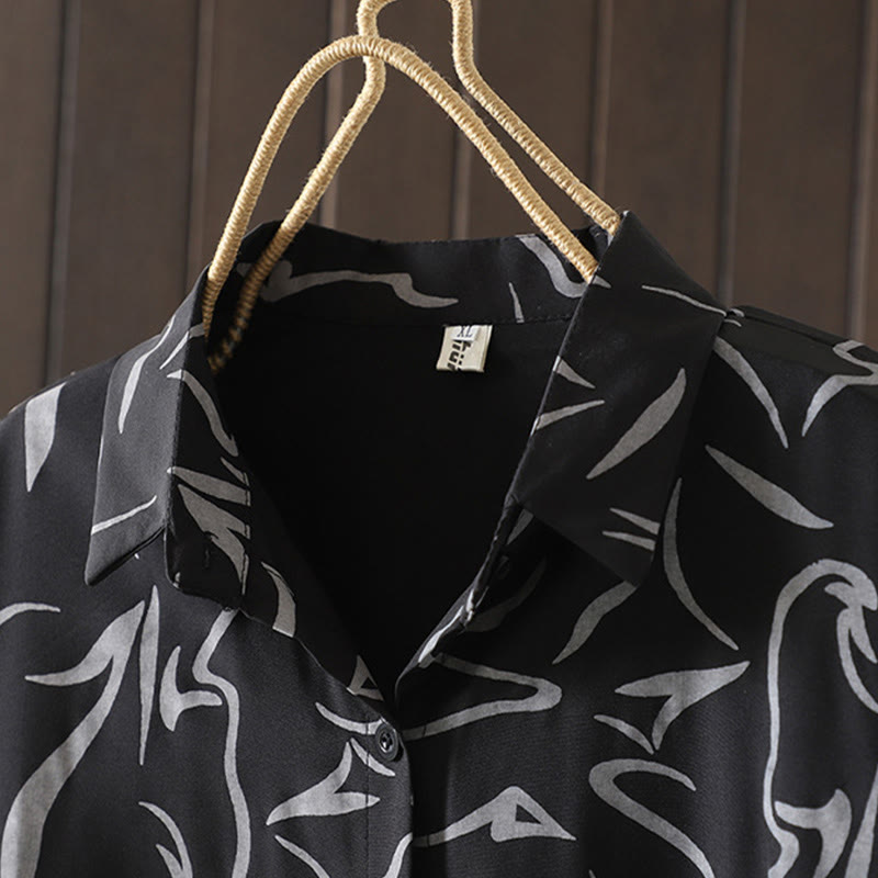 Camicia da donna a maniche lunghe con colletto alto e motivo a righe, ideale per primavera e autunno, Buddha Stones.  - image 17