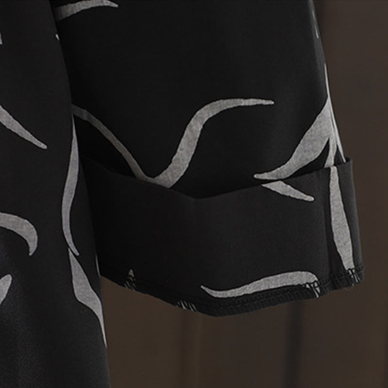 Camicia da donna a maniche lunghe con colletto alto e motivo a righe, ideale per primavera e autunno, Buddha Stones.  - image 21