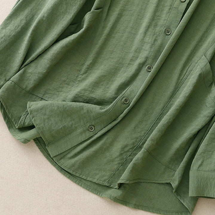 Camicia da donna in cotone e poliestere, a maniche lunghe, con colletto rialzato, Buddha Stones, primavera-autunno  - image 11