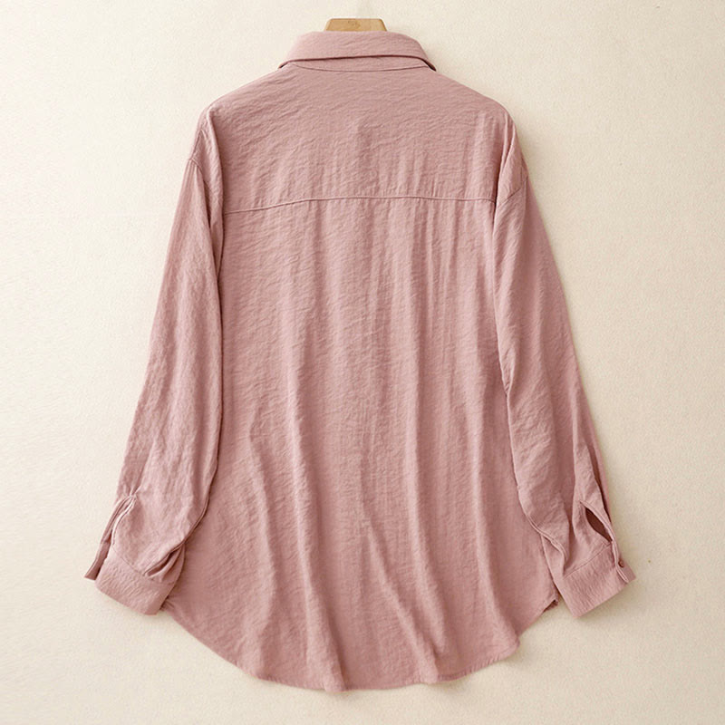 Camicia da donna in cotone e poliestere, a maniche lunghe, con colletto rialzato, Buddha Stones, primavera-autunno  - image 15