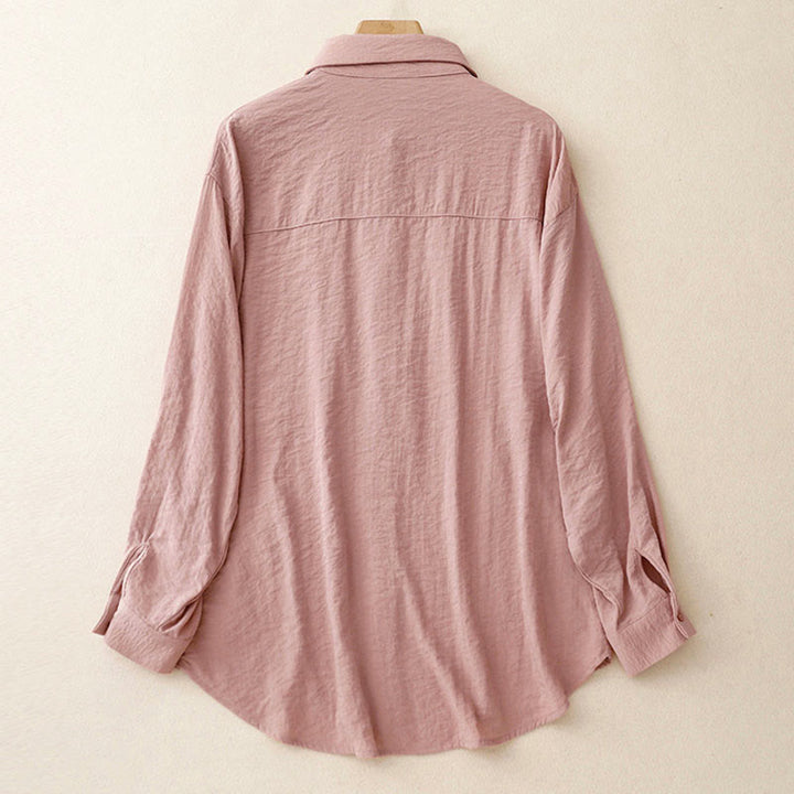 Camicia da donna in cotone e poliestere, a maniche lunghe, con colletto rialzato, Buddha Stones, primavera-autunno  - image 15