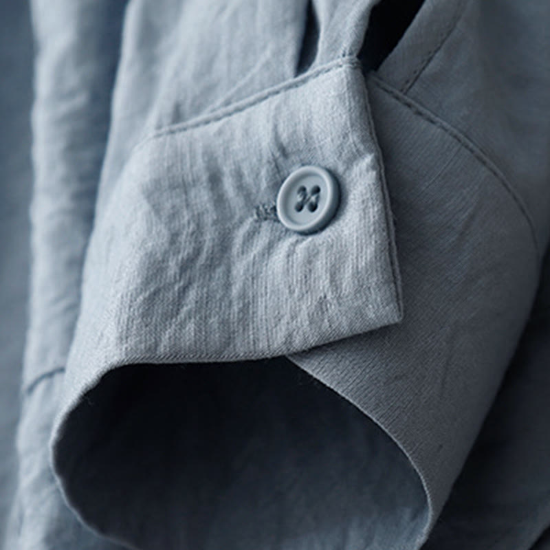 Camicia da donna in cotone e poliestere, a maniche lunghe, con colletto rialzato, Buddha Stones, primavera-autunno  - image 3