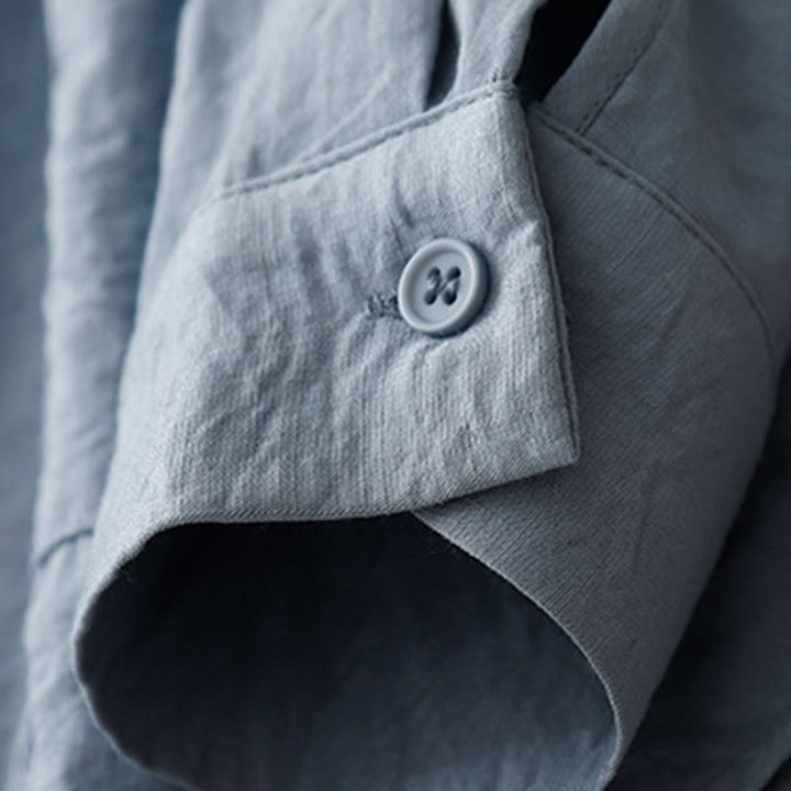 Camicia da donna in cotone e poliestere, a maniche lunghe, con colletto rialzato, Buddha Stones, primavera-autunno  - image 3