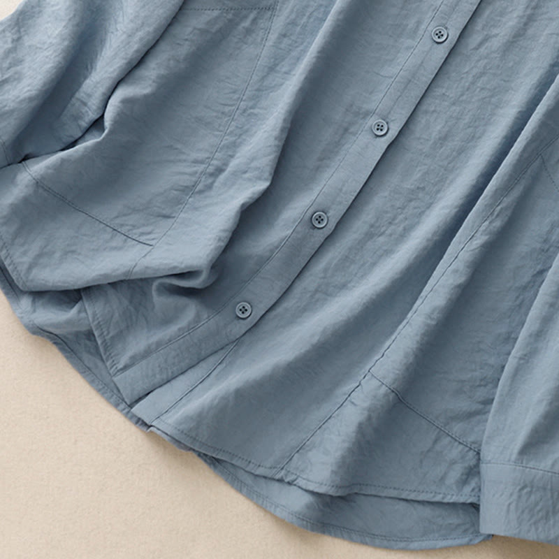Camicia da donna in cotone e poliestere, a maniche lunghe, con colletto rialzato, Buddha Stones, primavera-autunno  - image 2