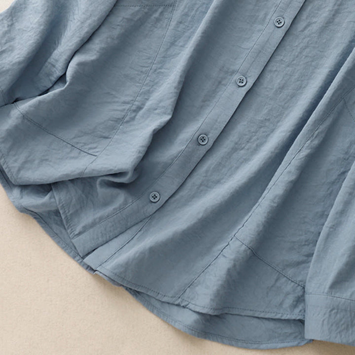 Camicia da donna in cotone e poliestere, a maniche lunghe, con colletto rialzato, Buddha Stones, primavera-autunno  - image 2
