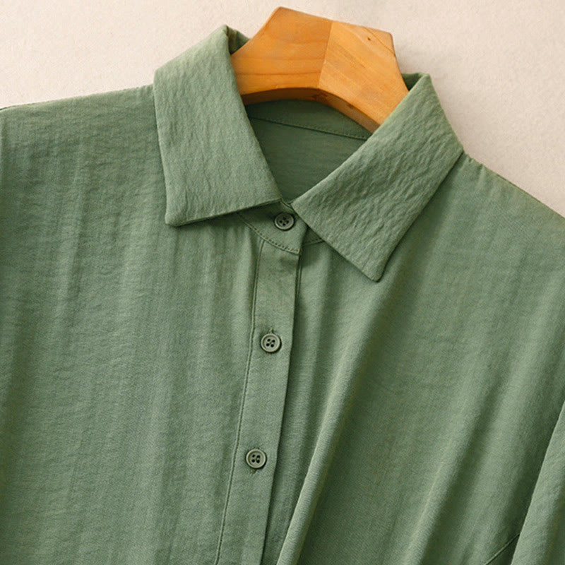 Camicia da donna in cotone e poliestere, a maniche lunghe, con colletto rialzato, Buddha Stones, primavera-autunno  - image 7