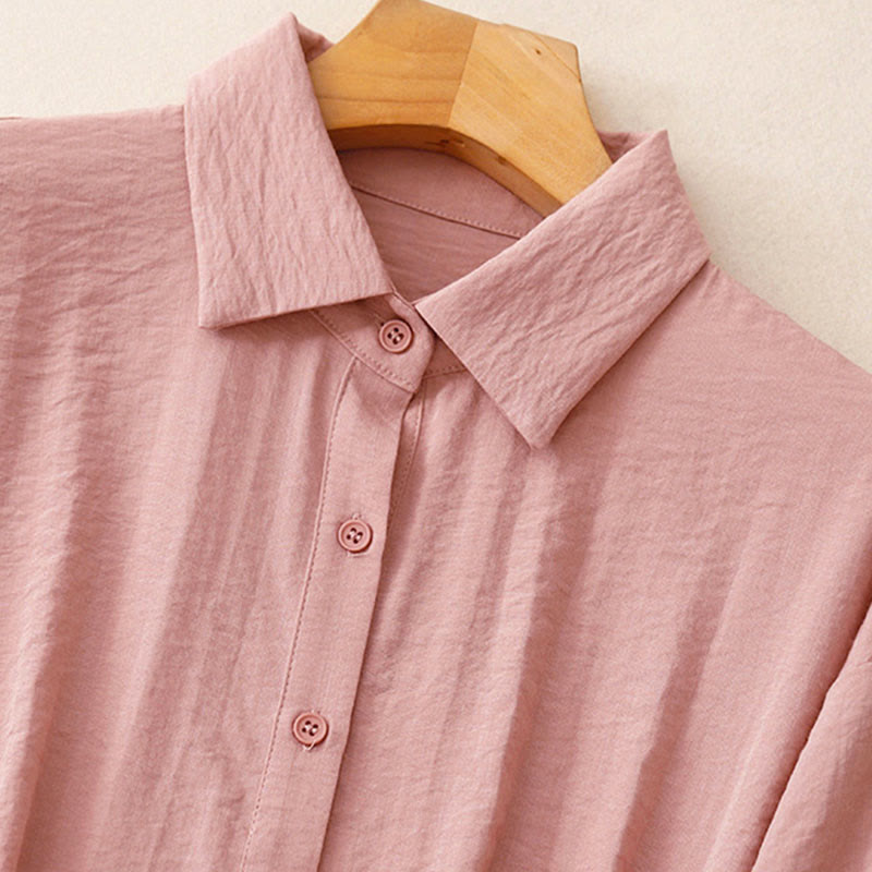 Camicia da donna in cotone e poliestere, a maniche lunghe, con colletto rialzato, Buddha Stones, primavera-autunno  - image 19