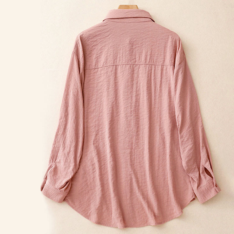 Camicia da donna in cotone e poliestere, a maniche lunghe, con colletto rialzato, Buddha Stones, primavera-autunno  - image 14