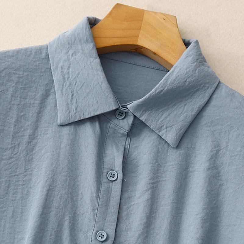 Camicia da donna in cotone e poliestere, a maniche lunghe, con colletto rialzato, Buddha Stones, primavera-autunno  - image 1