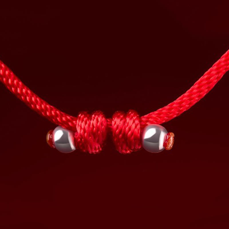 Bracciale portafortuna in corda rossa in argento sterling 999 Buddha Stones, anno del cavallo - image 13