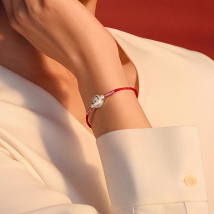 Bracciale portafortuna in corda rossa in argento sterling 999 Buddha Stones, anno del cavallo - image 4