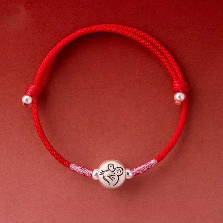 Bracciale portafortuna in corda rossa in argento sterling 999 Buddha Stones, anno del cavallo - Cordino rosso per topi (circonferenza del polso: 14-18 cm) - image 17