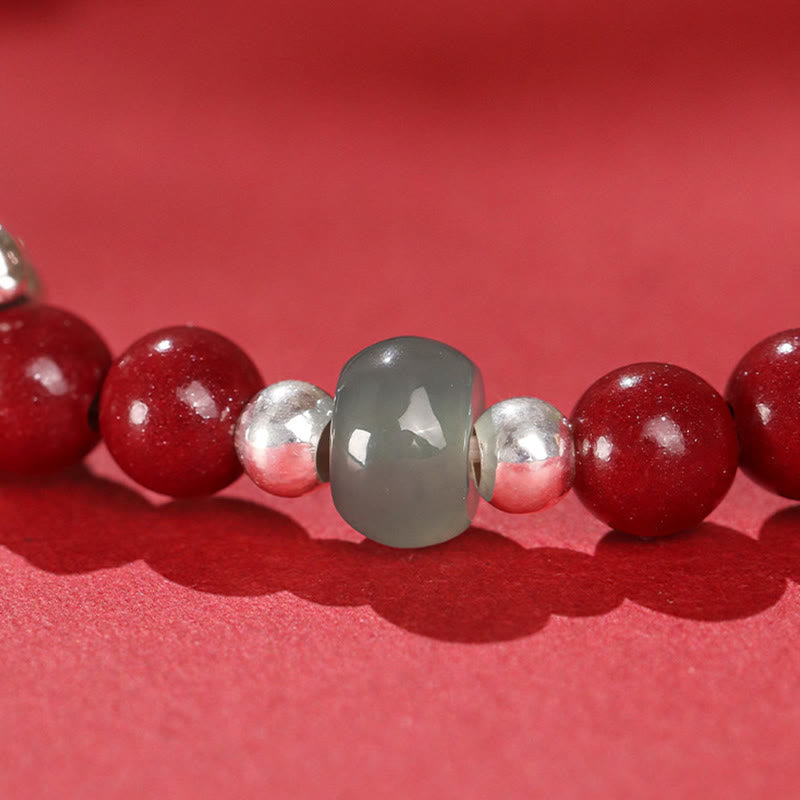 Braccialetto di benedizione in corda rossa di giada cinabro dell'anno del cavallo Buddha Stones - image 9